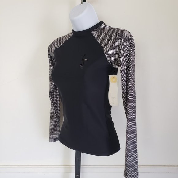 SOLD Seea Womens Top XS Doheny Rash Guard Black Colorblock Raglan Sleeve NEW - Picture 8 of 13